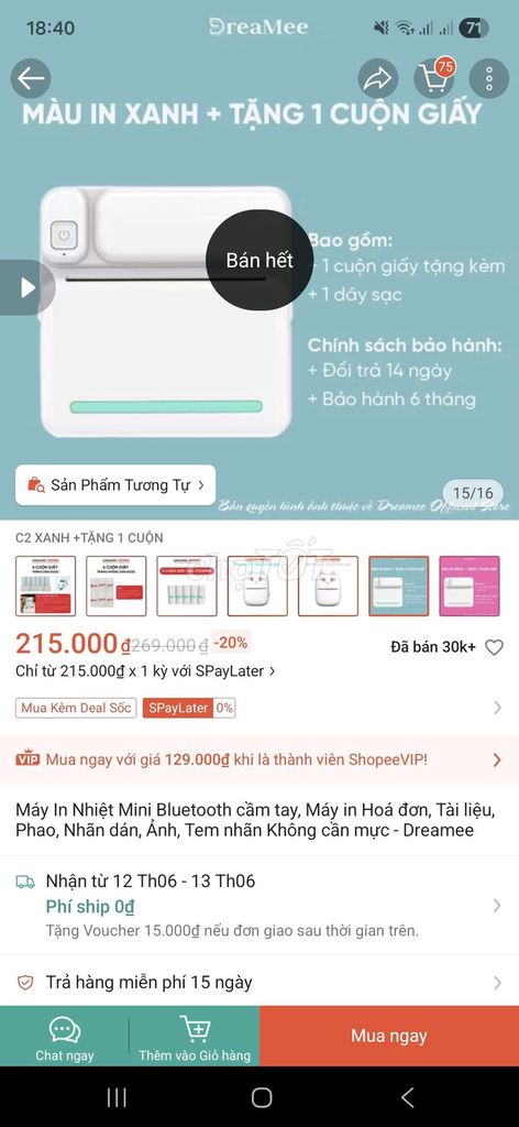Máy in nhiệt mini Bluetooth. Mua bán Đồ dùng văn phòng tại Quận Gò Vấp Tp Hồ Chí Minh được đăng bởi Bé Cún  hình 1