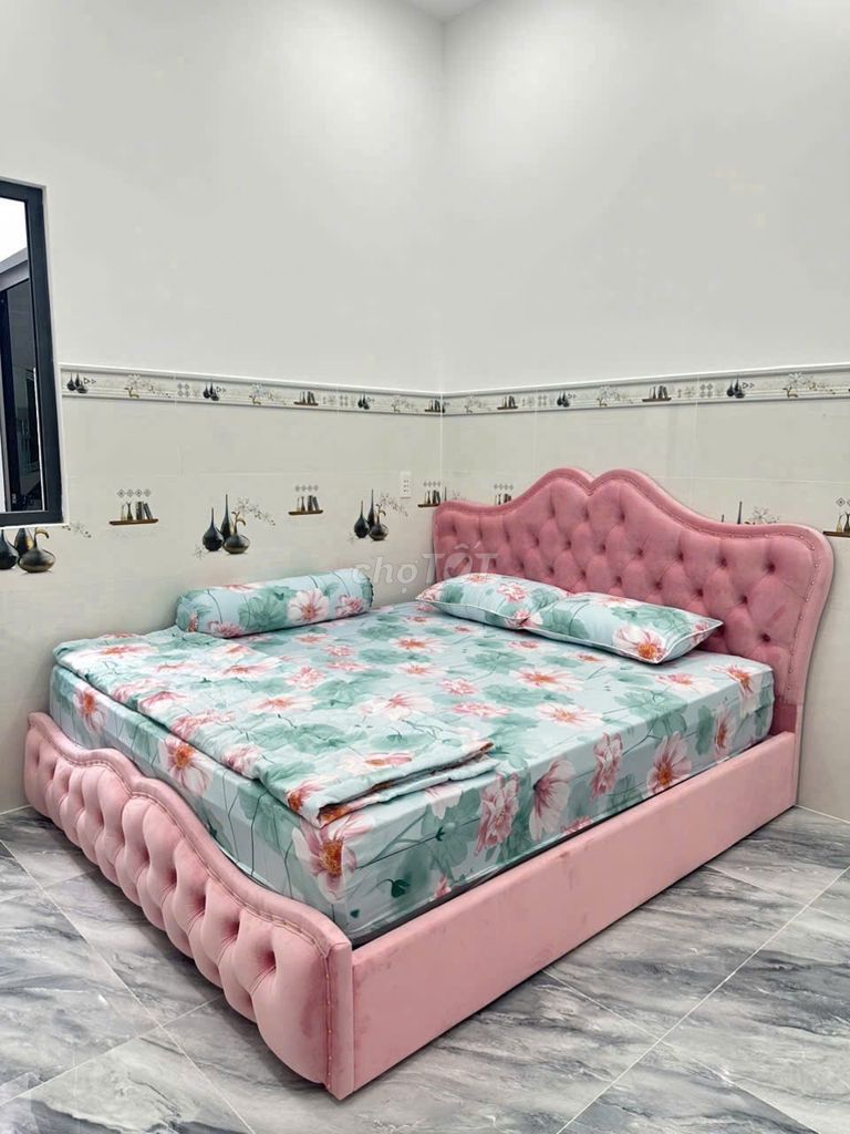 GIƯỜNG GỖ ÉP BỌC VẢI NHUNG +HỖ TRỢ TRẢ GÓP TẠI NHÀ. Mua bán Giường, chăn ga gối nệm tại Huyện Nhà Bè Tp Hồ Chí Minh được đăng bởi XE ĐIỆN TRẢ GÓP hình 1