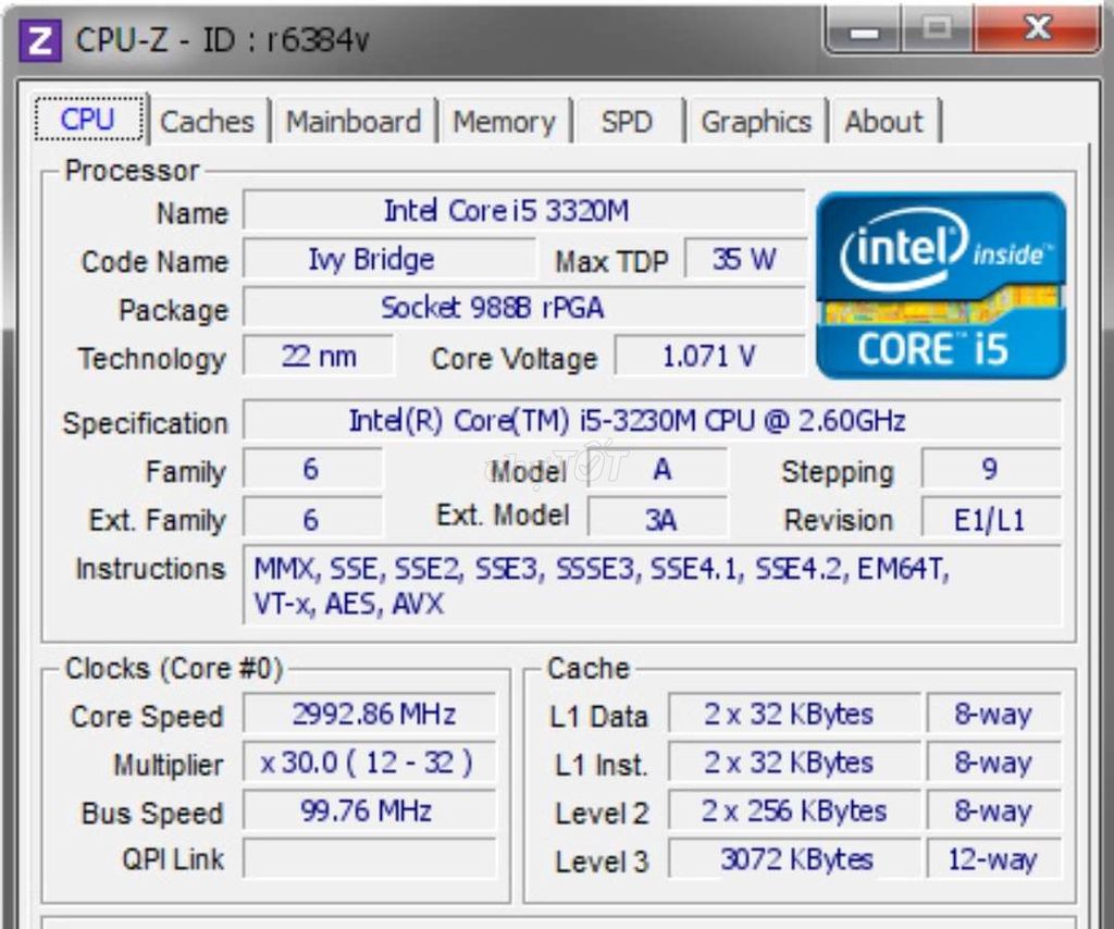 CPU laptop i5 3xx0m
