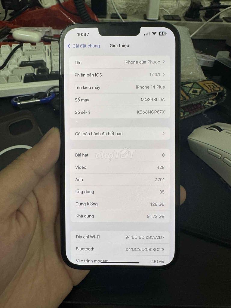 Apple iPhone 14 Plus 128GB Đen. Mua bán Điện thoại tại Quận Hà Đông Hà Nội được đăng bởi Phước hình 1