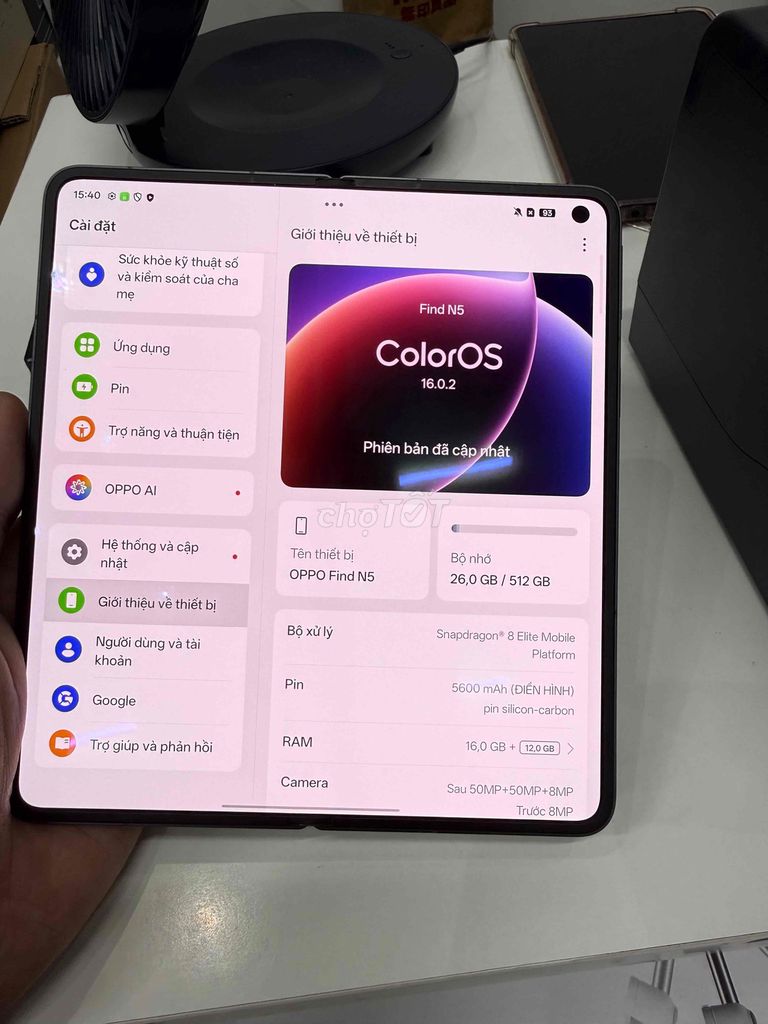 Cần bán OPPO Find N5 Đen BH 4/2027 Ngoại quan mới. Mua bán Điện thoại tại Quận 5 Tp Hồ Chí Minh được đăng bởi Kay Le hình 1