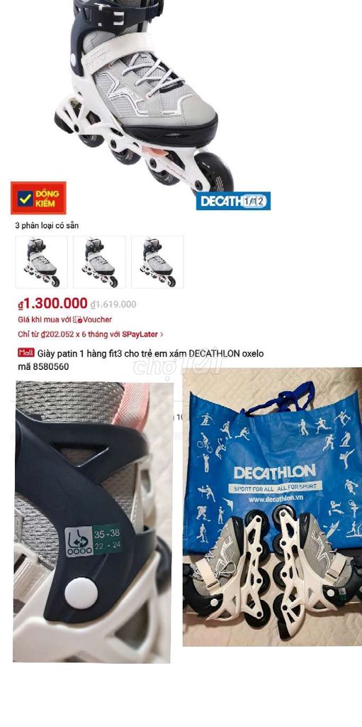 Mới 100%, Patin DECATHON VN chính hãng size 35-38