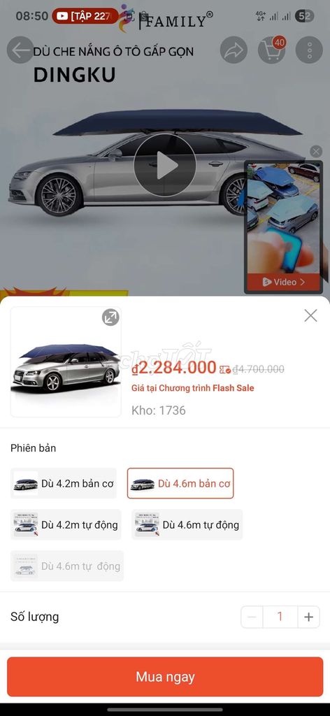 Dù che oto mua 2.3tr ít xài bán lại chỉ 1tr.