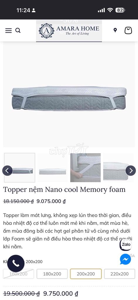 Topper nệm Amara Memory foam Trắng 200x200. Mua bán Giường, chăn ga gối nệm tại Quận Bình Thạnh Tp Hồ Chí Minh được đăng bởi Lê Đặng Thu Hiền hình 1