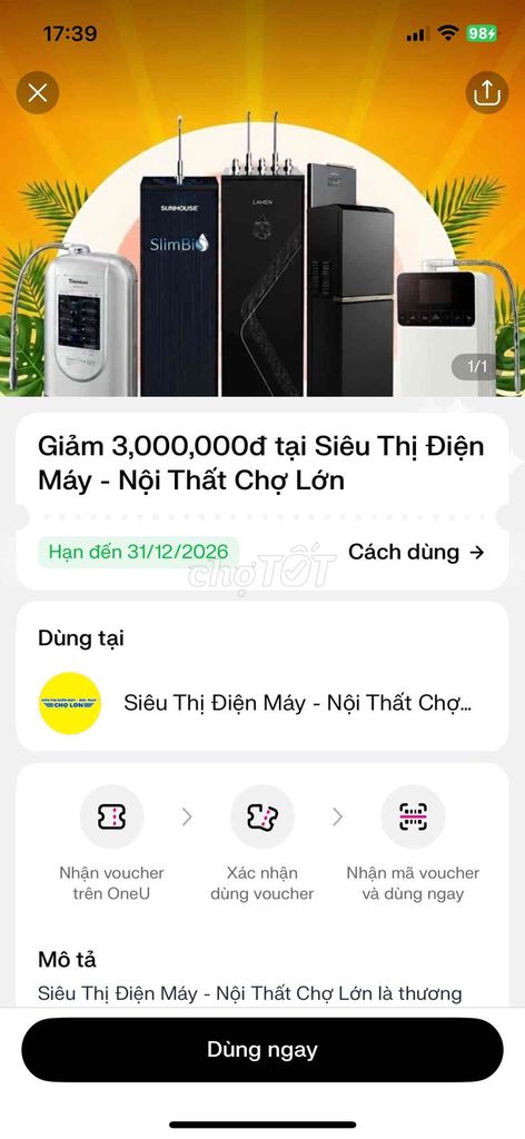Voucher giảm 3.000.000đ Điện Máy. Dịch vụ tại Quận 5 Tp Hồ Chí Minh được đăng bởi Thuý Vy hình 1