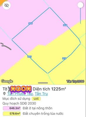 Quá rẻ, 1225m2 đất chuyển thổ kdc Tân Phước, 380tr