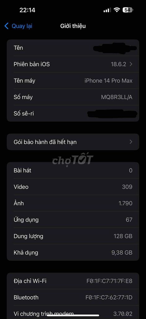 Apple iPhone 14 Pro Max 128GB Tím. Mua bán Điện thoại tại Huyện Đức Hòa Long An được đăng bởi Sown hình 1