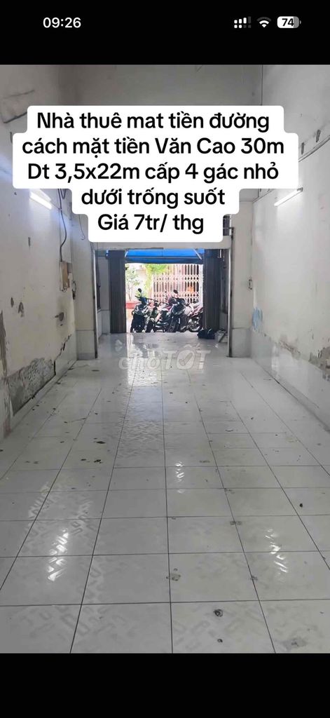 Nhà thuê hẻm mặt tiền nội bộ cách mặt tiền Văn Cao 50m  Dt 3,5x20m cấp