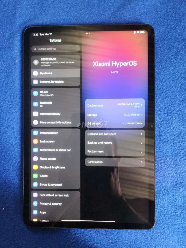 Xiaomi Pad 6 128GB Xám. Mua bán Máy tính bảng tại Thành phố Biên Hòa Đồng Nai được đăng bởi Thanh Tài hình 1