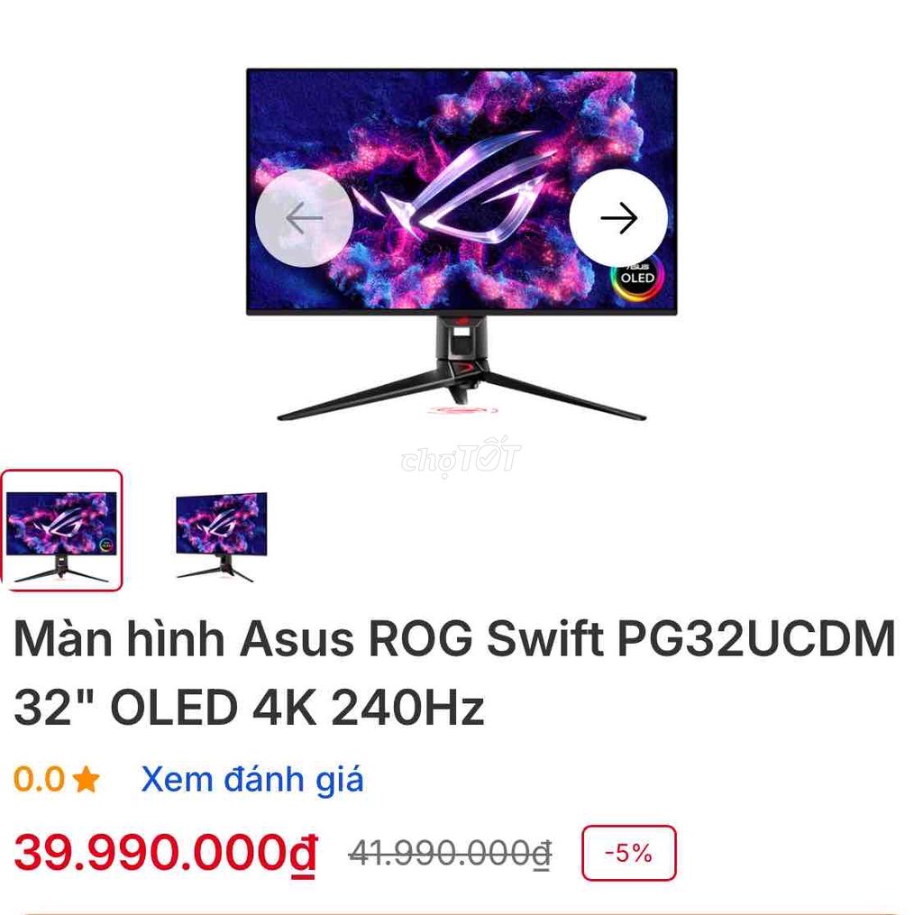 Màn hình Asus ROG Swift PG32UCDM 32" OLED 4K 240Hz