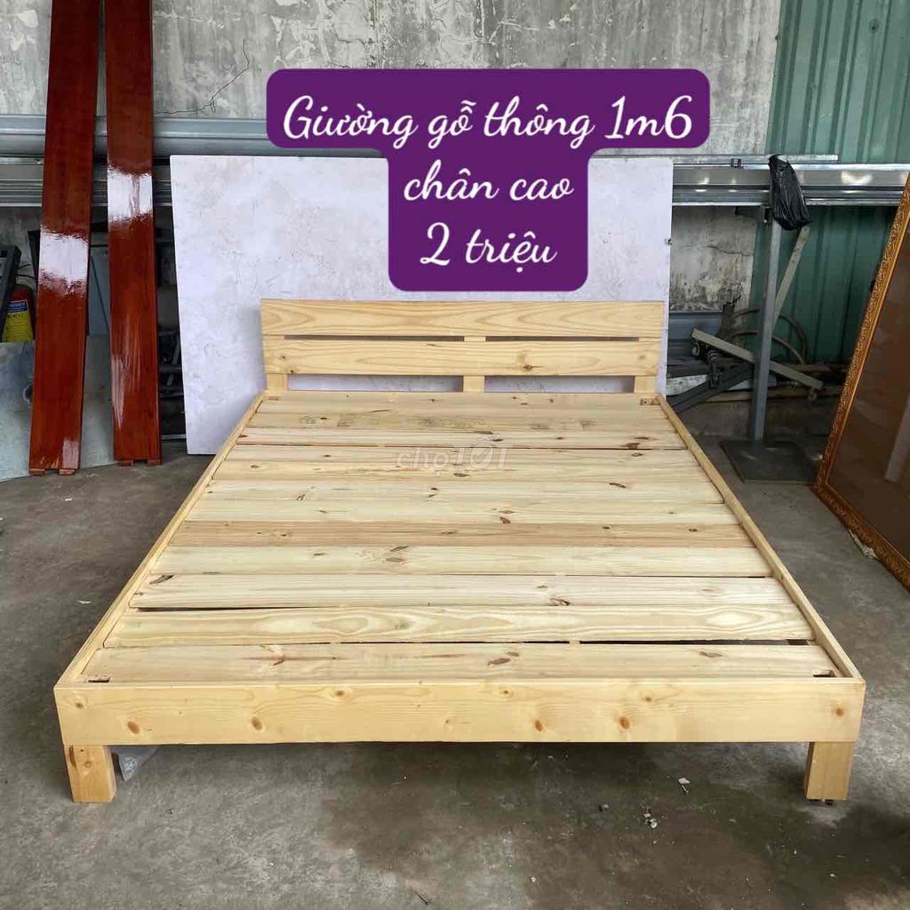 thanh lý giường gỗ 1m6