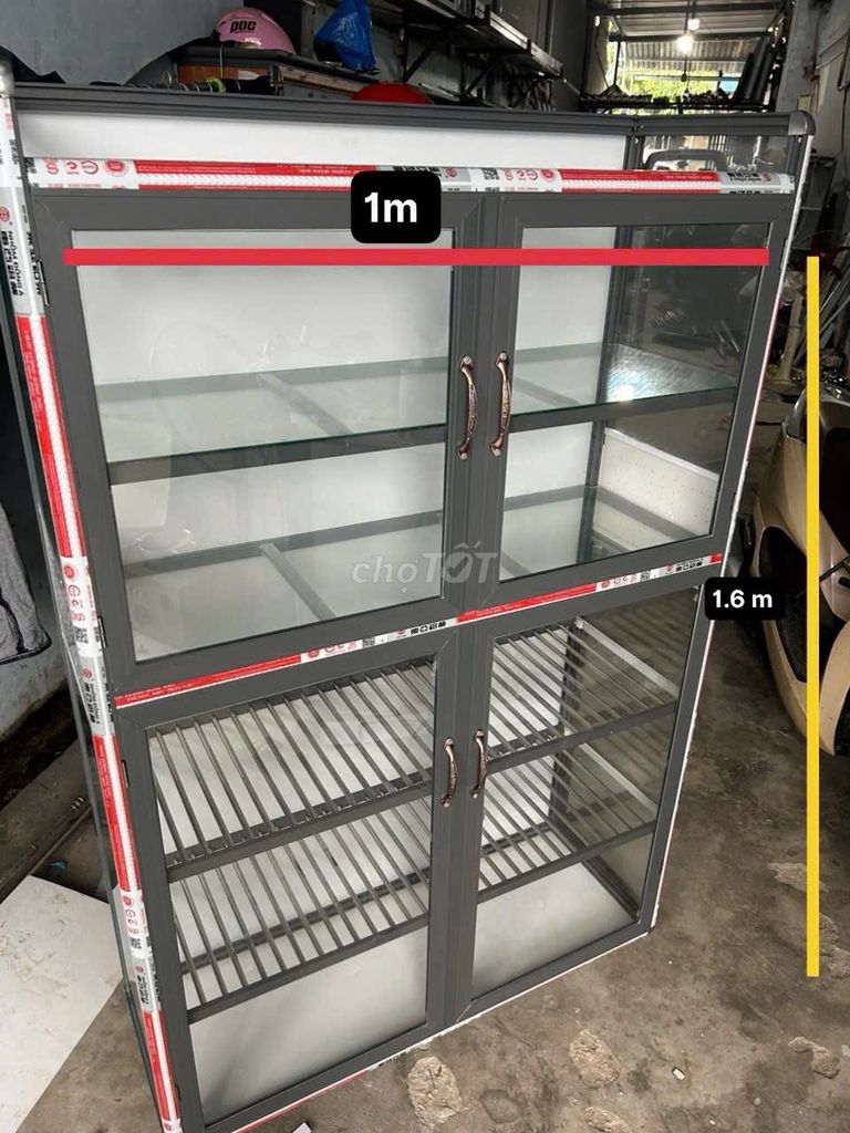 Tủ bát Nhôm kính Xám 1m x 1m6. Mua bán Tủ, kệ gia đình tại Quận Bình Thạnh Tp Hồ Chí Minh được đăng bởi Hội Đồ Điện Tử hình 1
