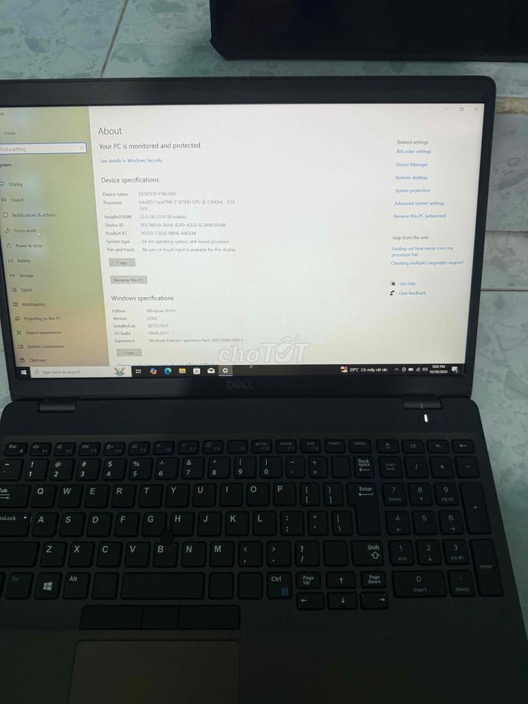 Dell precision 3541 ( i7-9750H/32gb/1T ) mới 99%