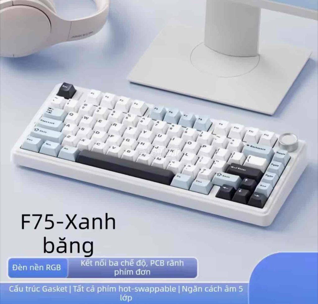 Bàn phím cơ AULA F75 Xanh băng 3 chế độ RGB. Mua bán Phụ kiện (Màn hình, Chuột...) tại Huyện Đức Trọng Lâm Đồng được đăng bởi Thanh Lò hình 1