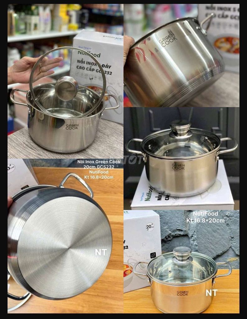 Nồi Greencook 20cm 5 đáy kèm nắp 295k. Mua bán Dụng cụ nhà bếp tại Quận Thanh Khê Đà Nẵng được đăng bởi Gia Dụng Thủy Lê hình 1