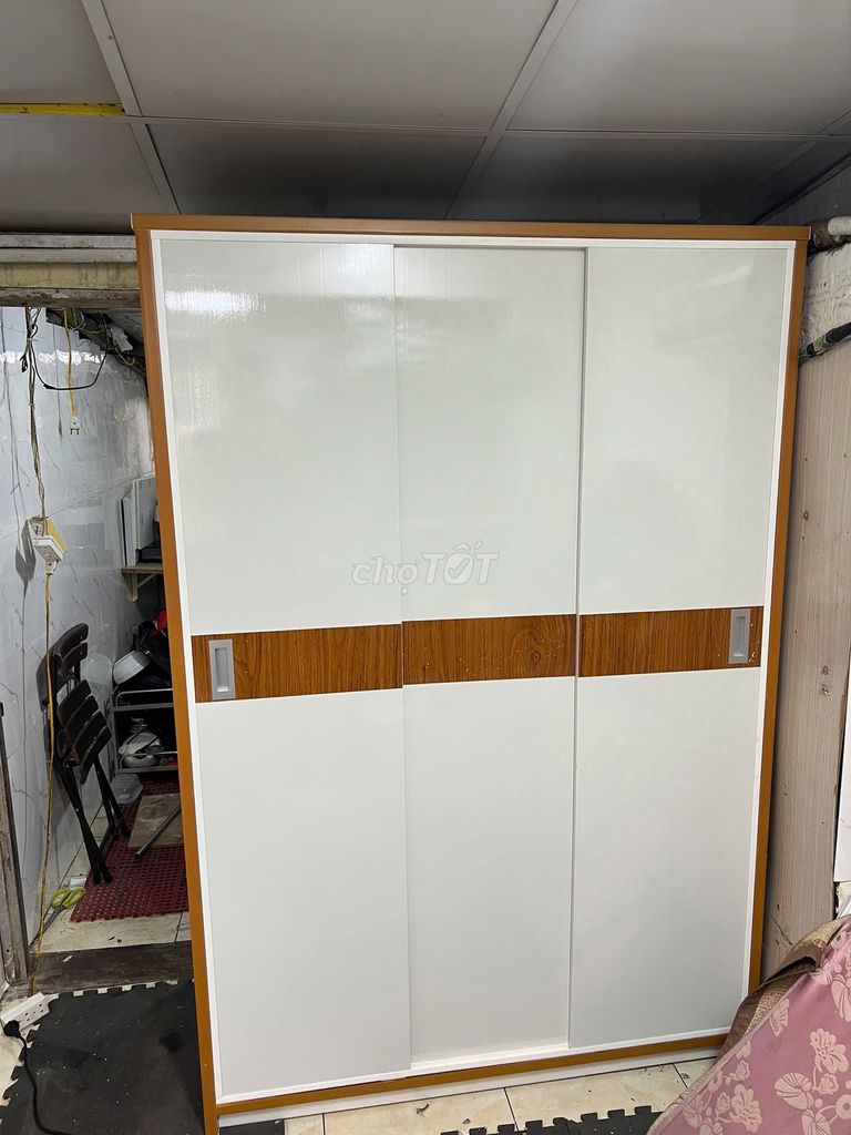 Tủ quần áo Nhựa 3 cánh lùa Trắng vân gỗ. Mua bán Tủ, kệ gia đình tại Quận Cầu Giấy Hà Nội được đăng bởi Nội thất nhựa Hà Nội  hình 1