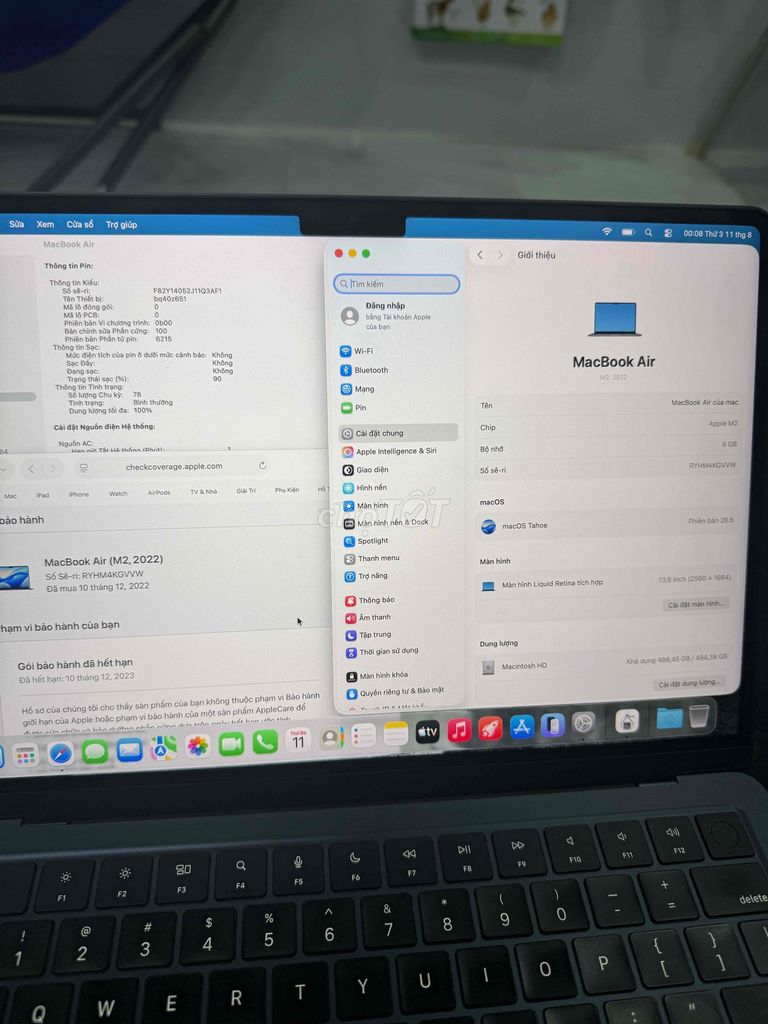 Apple Macbook Air M2 13 inch 8GB/512GB pin 100%. Mua bán Laptop tại Quận 12 Tp Hồ Chí Minh được đăng bởi Nguyễn Acasic hình 1