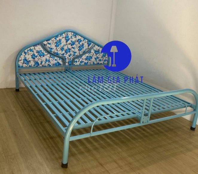 Giường sắt ống tròn xanh dương- Giường sắt HCM- Rẻ