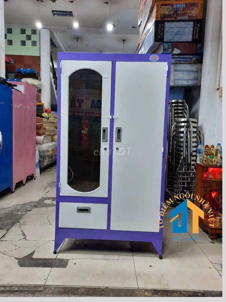 Tủ sắt quần áo 1m6x90cm sơn tĩnh điện giá siêu rẻ. Mua bán Tủ, kệ gia đình tại Quận Tân Phú Tp Hồ Chí Minh được đăng bởi NỘI THẤT ĐẠI THÀNH hình 1