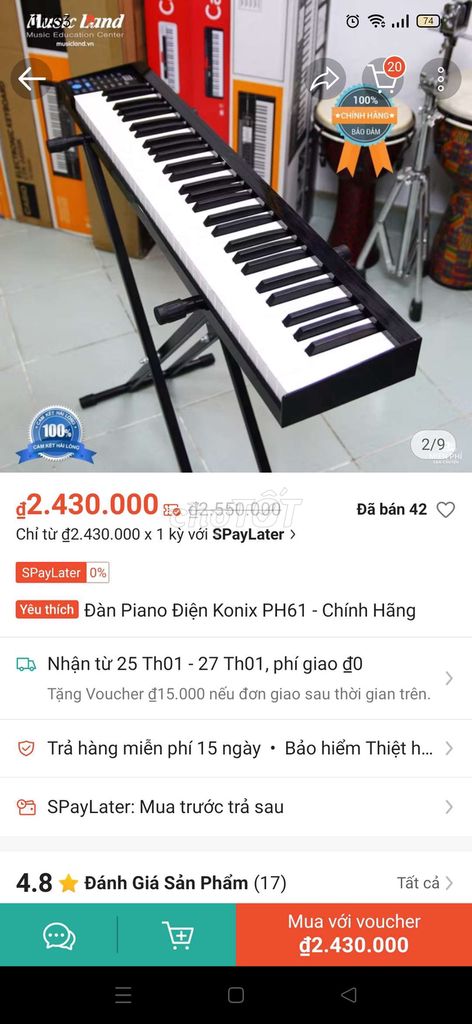 Piano điện konix PH61