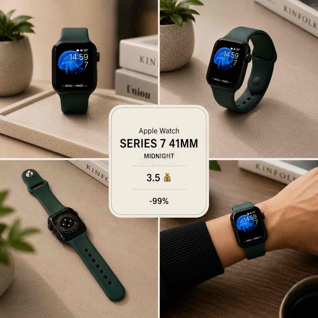 Apple Watch Series 7 41mm Midnight Đẹp 99%. Mua bán Thiết bị đeo thông minh tại Quận 5 Tp Hồ Chí Minh được đăng bởi Apple Care Vietnam hình 1
