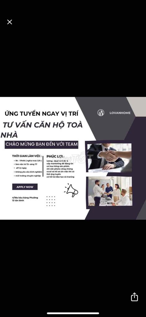 tuyển tư vấn viên căn hộ cao cấp