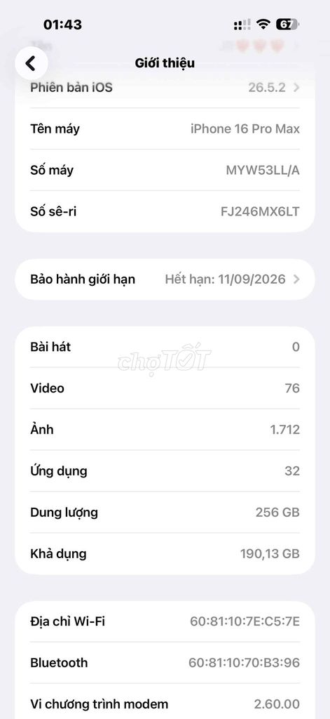 Apple iPhone 16 Pro Max 256GB Sa mạc. Mua bán Điện thoại tại Quận 7 Tp Hồ Chí Minh được đăng bởi minh hình 1