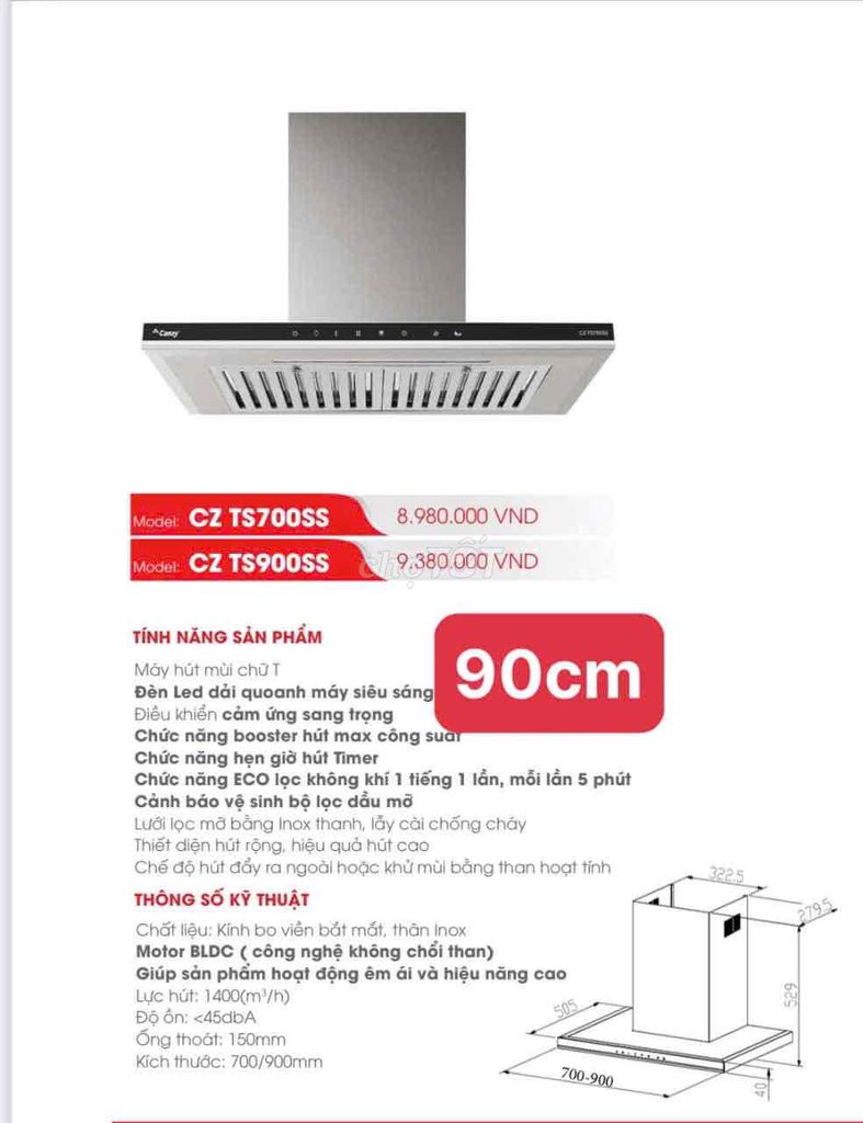 Hút mùi 90cm cảm ứng vẫy tay thanh lý