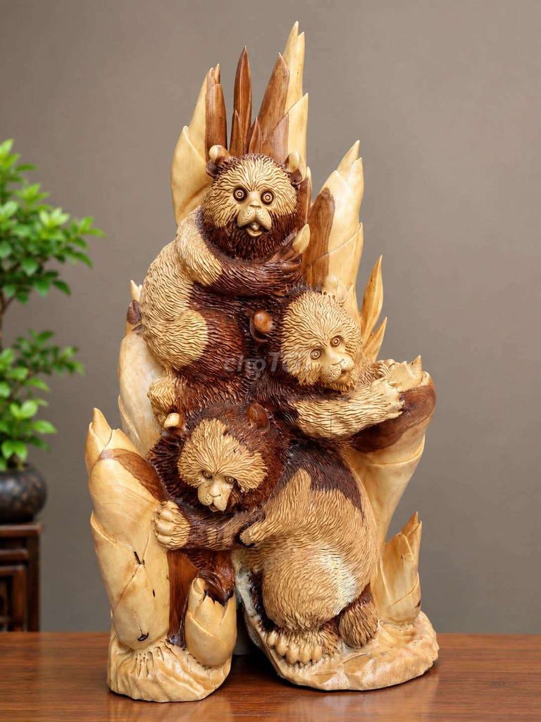 Tượng gỗ tam gấu nghệ thuật