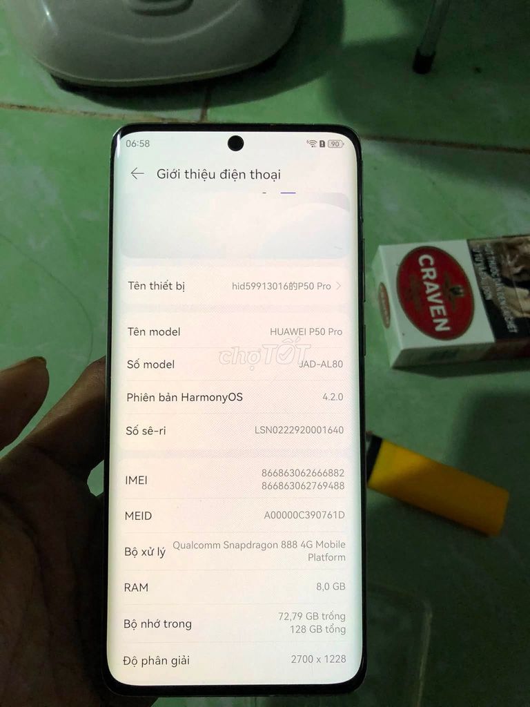 Huawei P50 Pro 128GB Xanh Like New. Mua bán Điện thoại tại Quận Bình Tân Tp Hồ Chí Minh được đăng bởi Hội Đồ Điện Tử hình 1