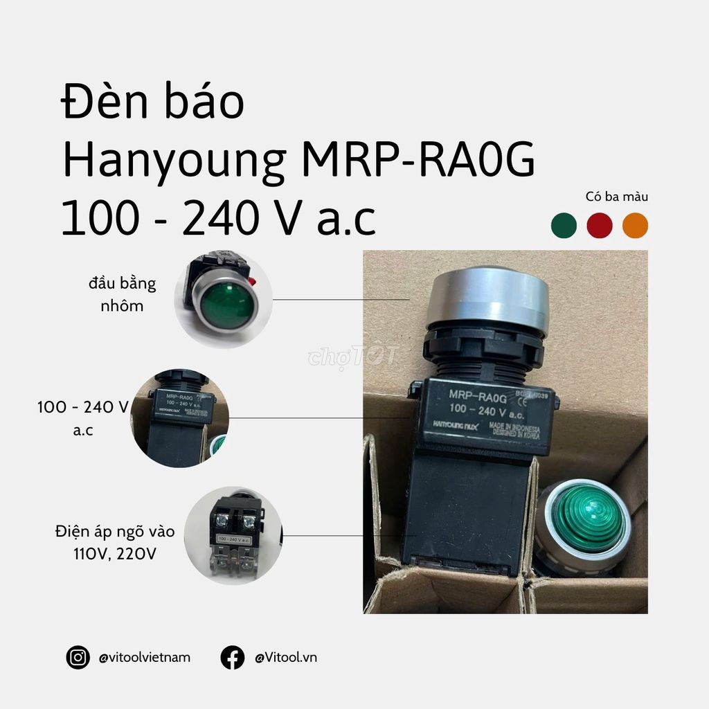 Đèn báo Hanyoung Nux MRP-RA0G. Mua bán Đèn tại Quận Bắc Từ Liêm Hà Nội được đăng bởi VITOOL VIỆT NAM  hình 1