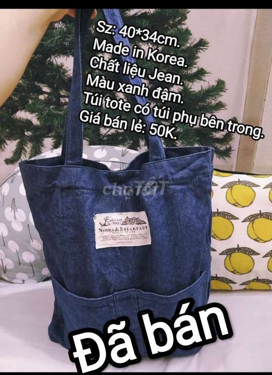 Combo 3 túi Tote chất liệu Jean (Made in Korea).