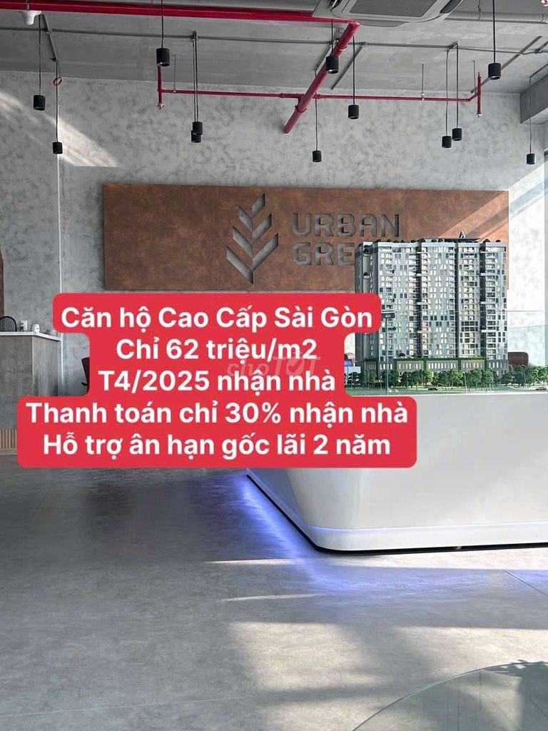 Căn hộ 𝗨𝗥𝗕𝗔𝗡 𝗚𝗥𝗘𝗘𝗡 - LK Bình Thạnh chỉ 30%(2 tỷ) sở hữu ngay