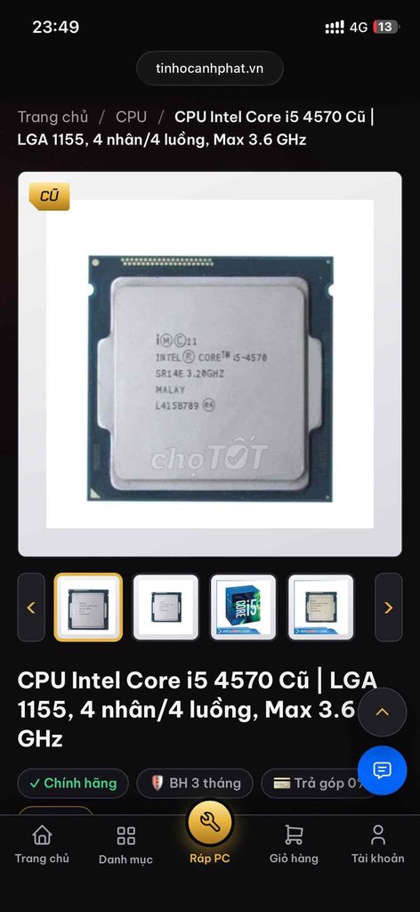 CPU Intel Core i5 4570. Mua bán Linh kiện (RAM, Card...) tại Thành phố Thủ Đức Tp Hồ Chí Minh được đăng bởi Tên chưa cung cấp hình 1