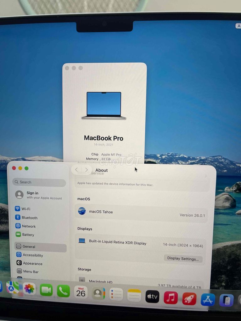 MacBook 14 inch M1 Pro ram 32GB/4TB pin100bh1/2026. Mua bán Laptop tại Quận 3 Tp Hồ Chí Minh được đăng bởi Phúc Nguyễn hình 1