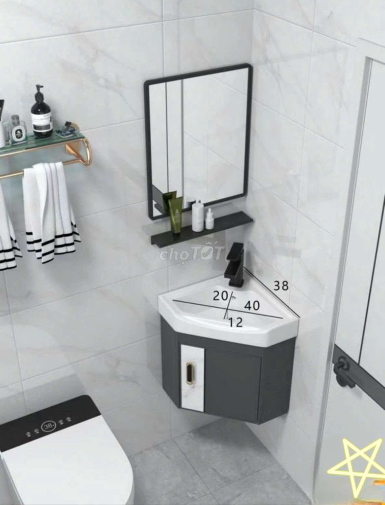 Bộ tủ lavabo treo góc tường nhỏ