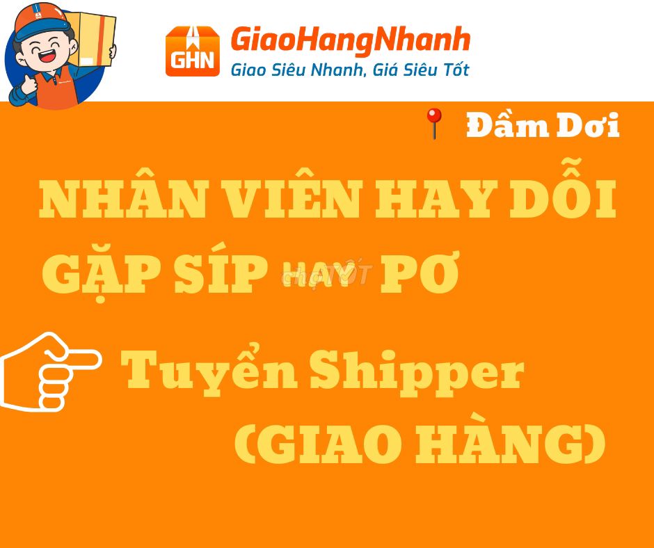 SHIPPER CÓ LƯƠNG ĐẢM BẢO 350K/NGÀY TẠI ĐẦM DƠI