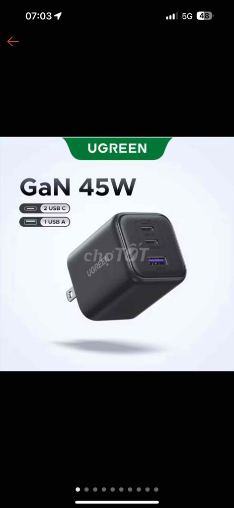 Củ sạc nhanh UGREEN GaN 45W - 3 cổng. Mua bán Phụ kiện (Màn hình, Chuột...) tại Quận Hải Châu Đà Nẵng được đăng bởi Mỹ Tâm hình 1