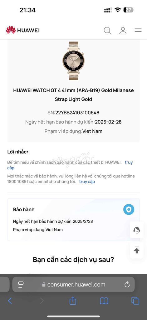 Huawei watch gt 4 41mm gold chính hãng vn