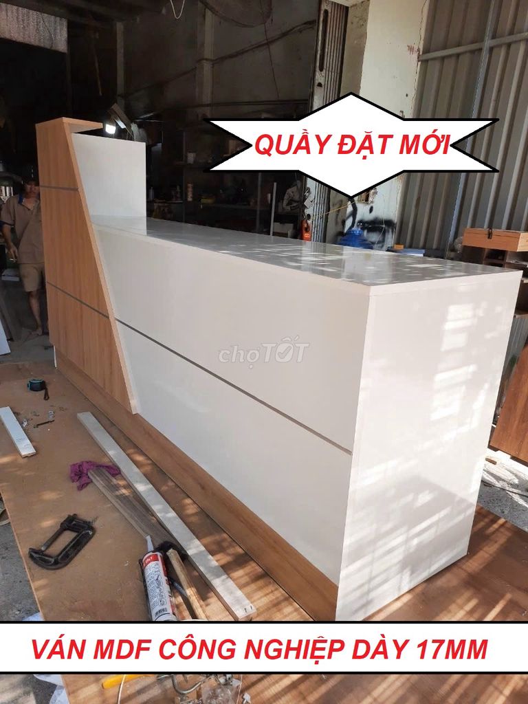 BÀN QUẦY THU NGÂN - QUẦY LỄ TÂN VÁN MDF - 50 X 200