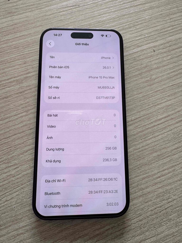 iPhone 15 Pro Max 256GB ll/a qt có nhận trade. Mua bán Điện thoại tại Thành phố Dĩ An Bình Dương được đăng bởi mau xanh ao linh hình 1