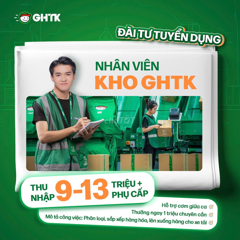 11-15TR/THÁNG BAO ĂN | LƯƠNG TRẢ TRƯỚC TẾT | GHTK