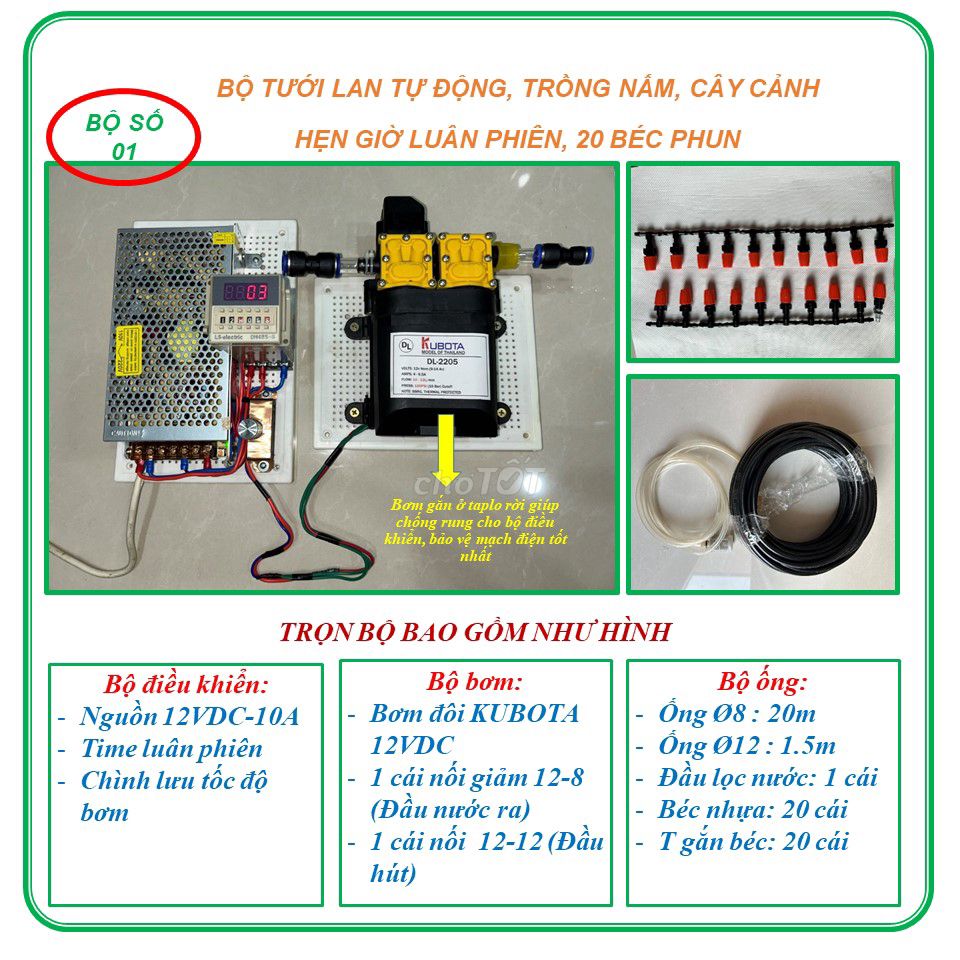 BỘ TƯỚI LAN TỰ ĐỘNG, TRỒNG NẤM, CÂY CẢNH