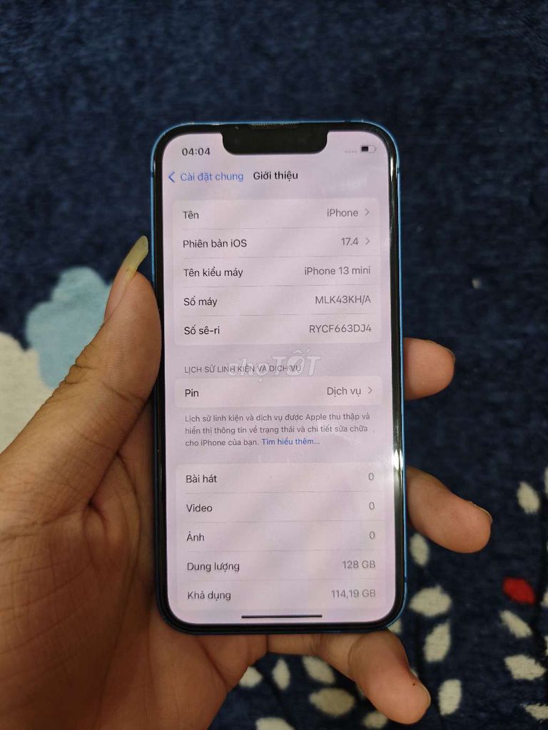 Apple iPhone 13 mini 128GB Xanh Zin Full. Mua bán Điện thoại tại Quận Hoàng Mai Hà Nội được đăng bởi Nqhuy hình 1