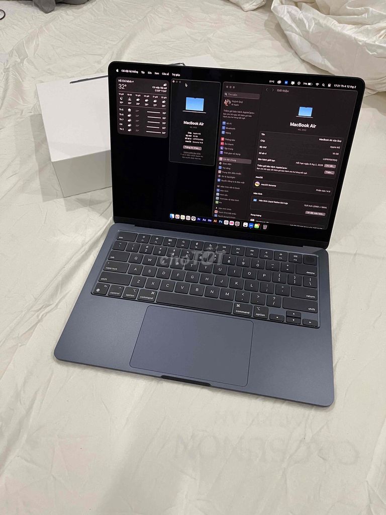 macbook air m2 16/256 vn, bh 2/2026 fullbox nhưnew