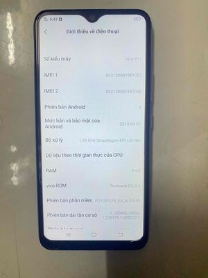 Vivo y11 máy phụ bao ngon bao chạy grab zin 100%