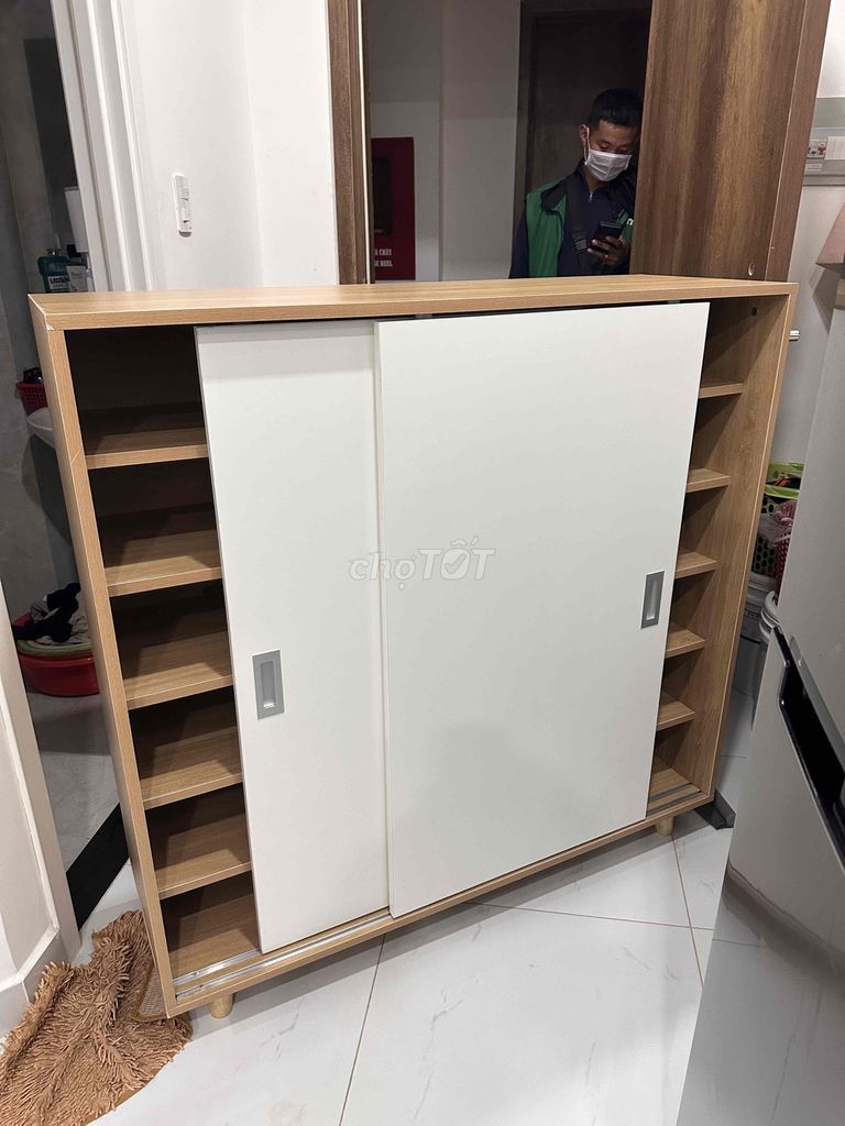 Tủ giày cánh trượt hiện đại gỗ mdf 17li