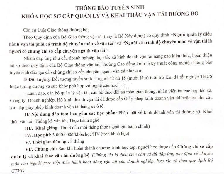 Dịch vụ đào tạo Quản lý vận tải đường bộ. Dịch vụ tại Quận Cầu Giấy Hà Nội được đăng bởi Trương Thanh hình 1