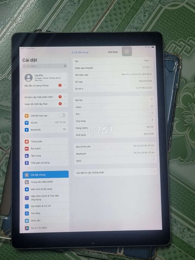 iPad Pro 12.9 ( gen 2 ) wifi 64GB . Mua bán Máy tính bảng tại Quận 11 Tp Hồ Chí Minh được đăng bởi pin hình 1