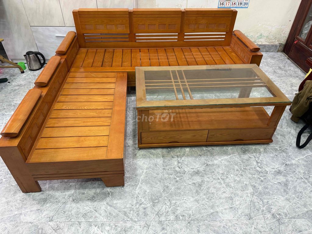 Bộ bàn ghế sofa Gỗ Nâu Góc L. Mua bán Bàn ghế tại Quận Liên Chiểu Đà Nẵng được đăng bởi hoàng vỹ hình 1